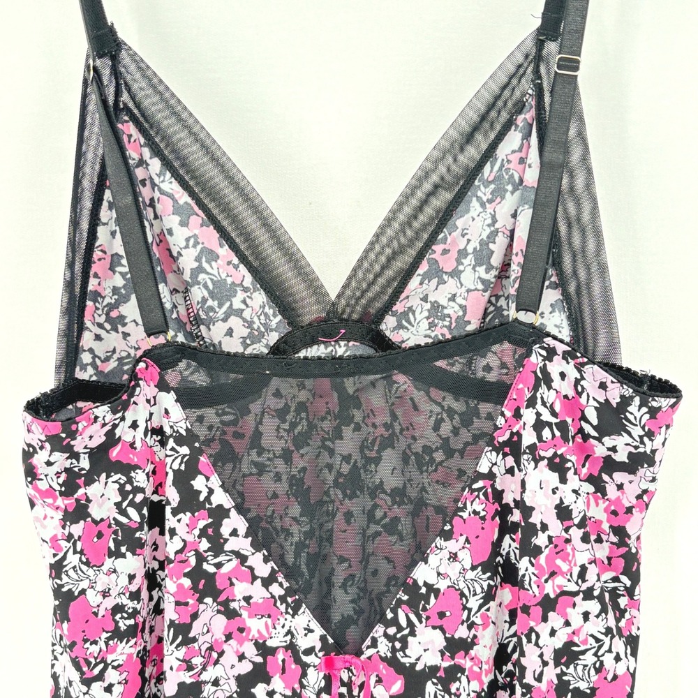 Jessica Simpson Pink Floral Mesh Babydoll Slip Dress Womens S Sheer Y2K Coquette - Picture 6 of 6